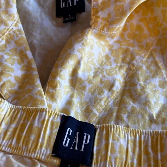 2 Piece GAP Women's Yellow Floral Short Sleeve Pajama Set - Size Large - Picture 6 of 9
